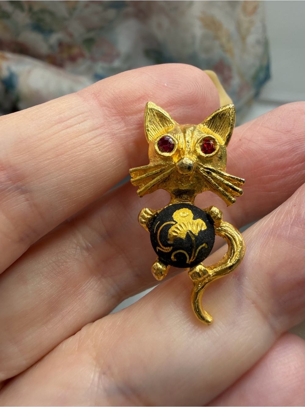 Vintage Damascene Kitten Brooch #11DA